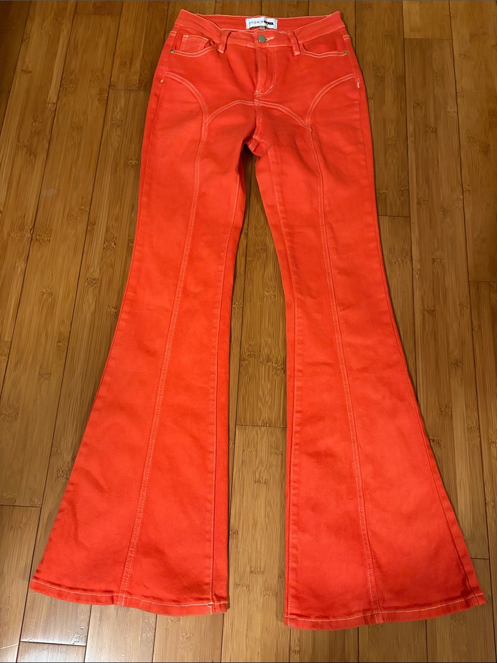 Fashion Nova Bold Red Flare Jeans